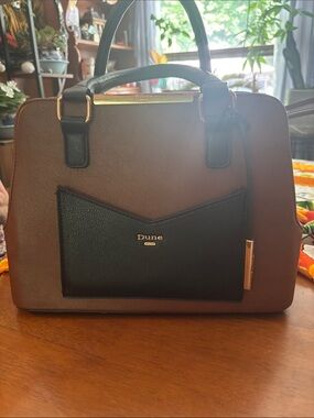 Dune London Brown and Black Two-Tone Structured Satchel